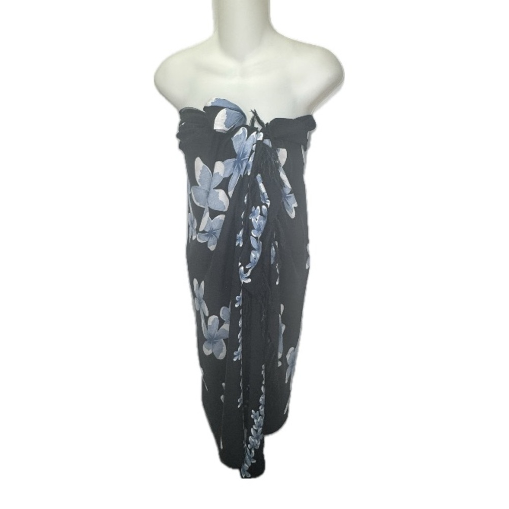 3/$25💥 Like New Tropical Pattern Black and Navy Blue Sarong One Size Bin A